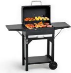 Charcoal Grills with Two Side Tables, 332 SQIN Cooking Area Outdoor Smoker Barbecue bbq grill for Camping, Patio,Backyard Party, Picnic, Black
