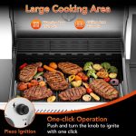 3-Burner Propane Gas Grill with Side Burner, 34,000 BTU Stainless Steel BBQ Grill – Heavy-Duty Porcelain-Enameled Grates for Patio and Outdoor Cooking