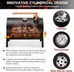 Portable Charcoal Grill with Thermometer, Small Tabletop Barbecue Grill for Outdoor Camping Backyard Party BBQ Cooking, Extra Thick Steel & Heavy Duty, Innovative Design & Easy Assembly