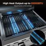 20,000 BTUs Portable Tabletop Gas Grill, 2-Burner Propane Grill with 251 Sq.in Cooking Area, Stainless Steel BBQ Grill with Foldable Legs, Easy Assemble & Clean for Patio, Camping, Tailgate