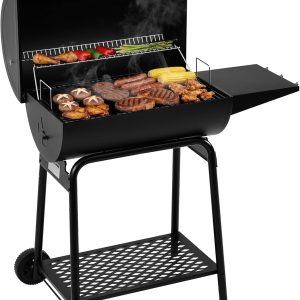 28 Inch Barrel Charcoal Grill with Warming Rack, Outdoor BBQ Grill with 626 Sq. In. Grilling Space for Backyard, Patio and Parties, Black